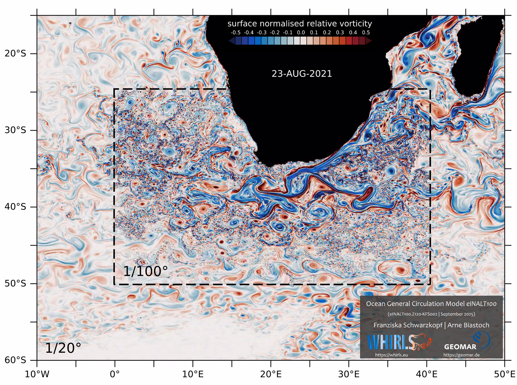 A first reference experiment of the Ocean General Circulation Model eINALT100